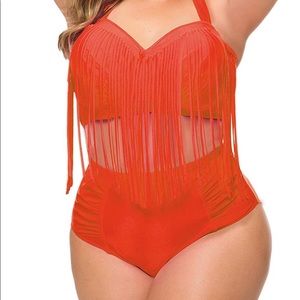 Retro High Waist Braided Fringe Top Bikini